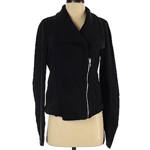 GAP Black Cotton Asymmetrical Zip Moto Jacket